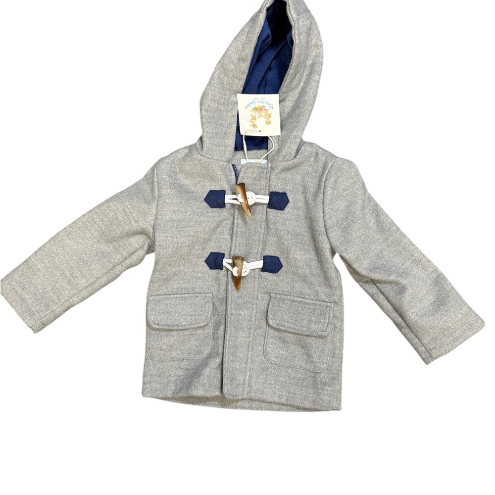 Busy bee smocks! NWT Gray Hooded Toggle Coat